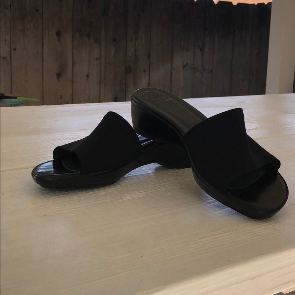 Black Stuart Weitzman slide wedge